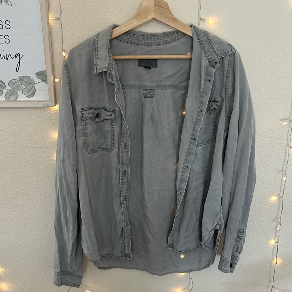 Universal Threads Soft Grey Button Up Long Sleeve… - image 1